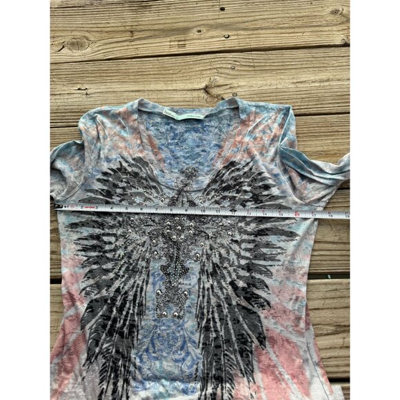Maurices Long Sleeve "Affliction‎ Y2K Style " Angel Wings Long Sleeve Top Small - Picture 5 of 7